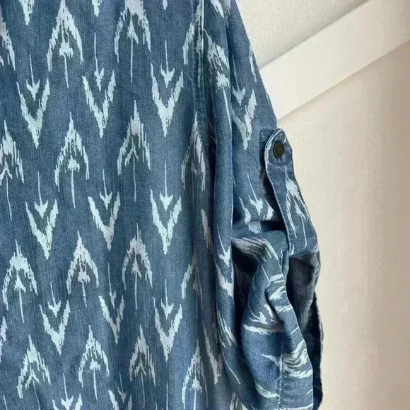 Velvet Heart Anthropology Chambray Shirt Dress Blue Pattern Cotton Denim Size M - Picture 5 of 7